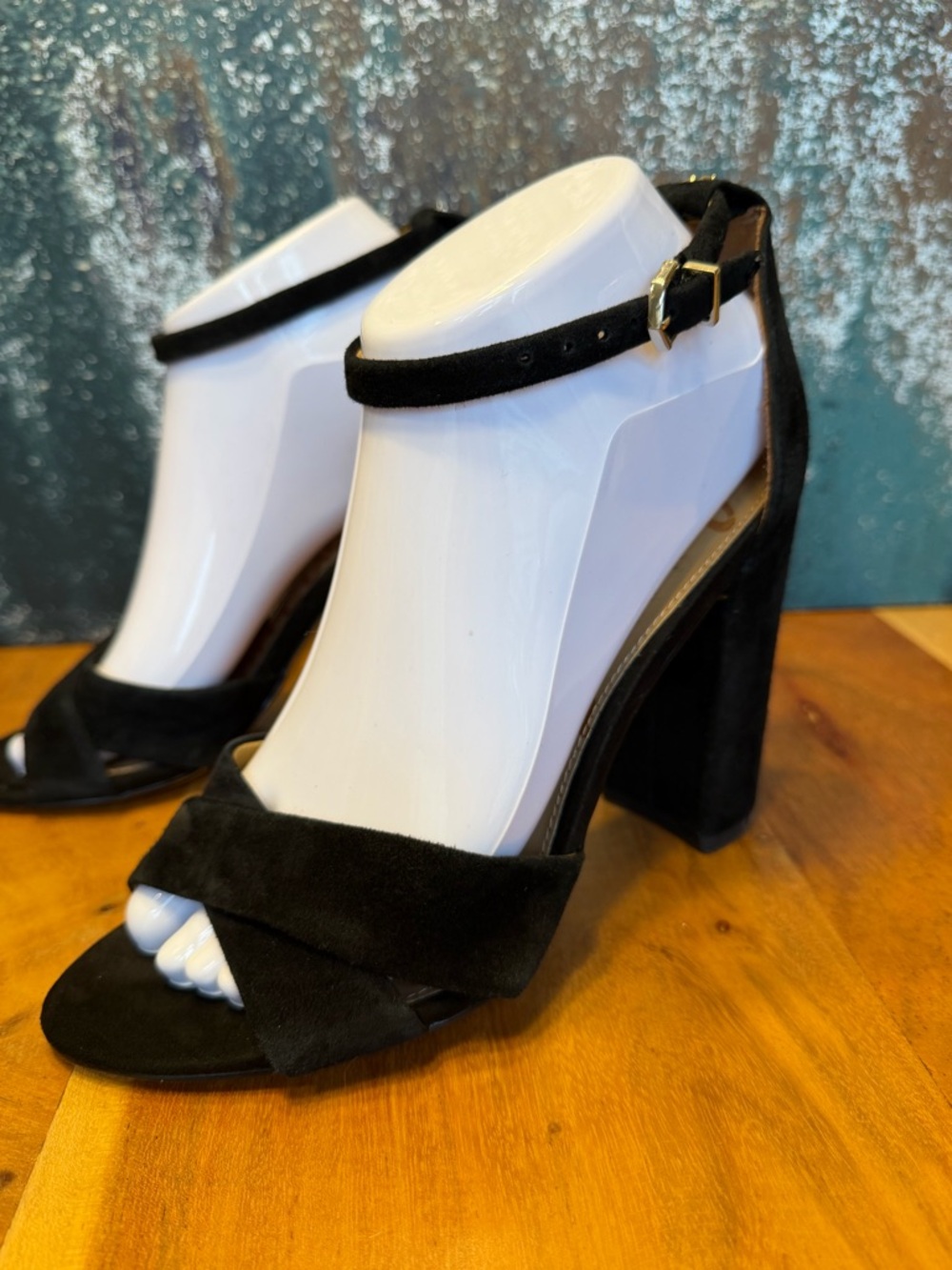 Sam Edelman Classic 2010s Black Suede‎ Block Heel Sandals 7